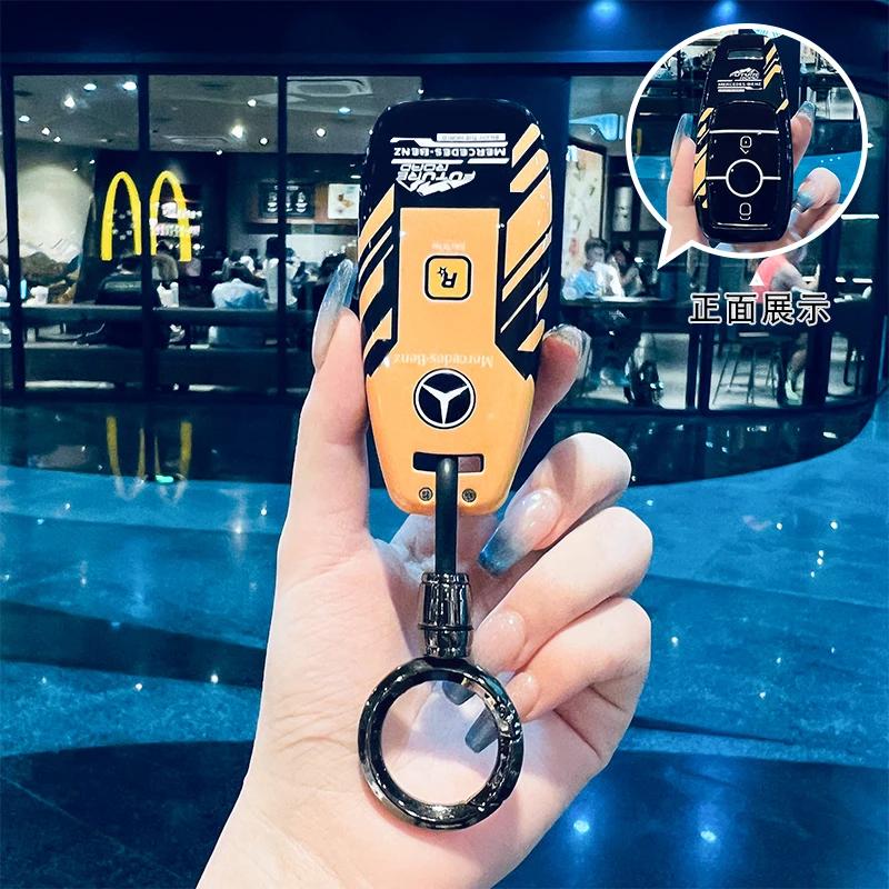 SFX1  Car Key Case Cover for Mercedes Benz 2022 C S Class W206 W223 S350 C260 C300 S400 S450 S500 TPU Shell Fob Holder Protector