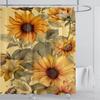 Sunflower Flower Shower Curtain Waterproof Shower Curtain Polyester Fabric 3D Printed Curtain Bathroom Decoration With Hooks