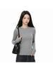 Women's Gray Slim-Fit Long-Sleeve T-Shirt: Korean Style, Autumn/Winter Base Layer