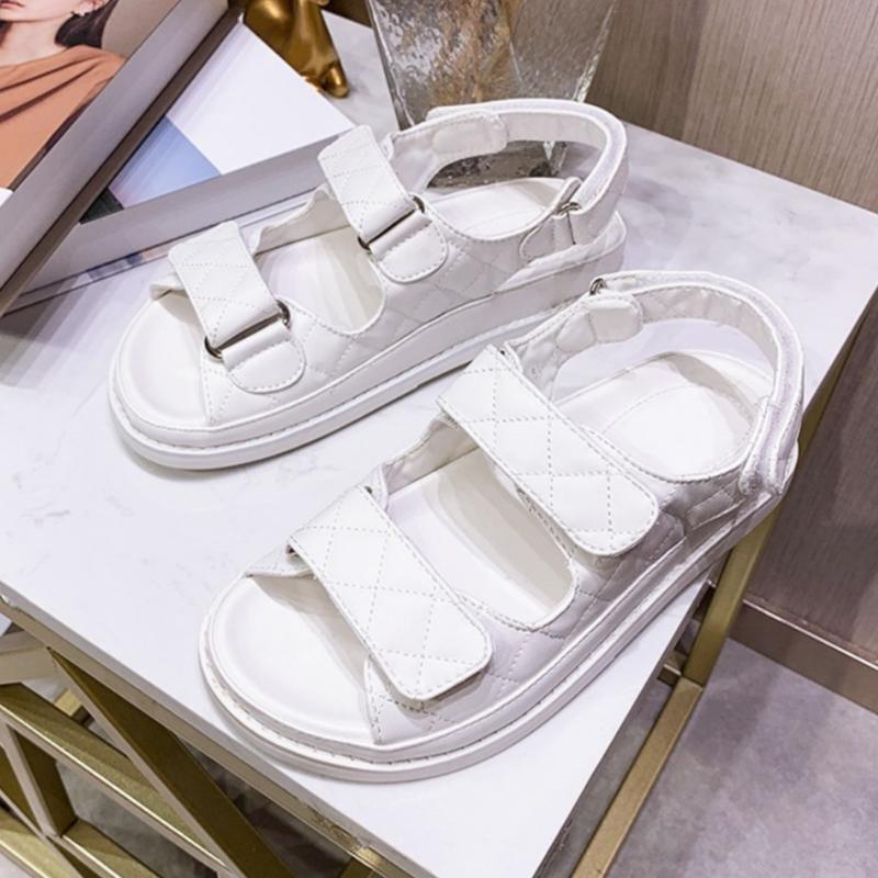 Fashion Summer New Minimalist Non-slip Sandals Diamond Grid Pattern Solid Color Women Flat Sandals Outdoor Fashion Comfy Women Sandals