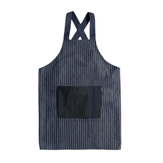 Stripe Stain-resistant Kitchen Apron with Pocket And Removable Hand Towel for Women Men Cross-back Restaurant Cooking Pinafore Breathable