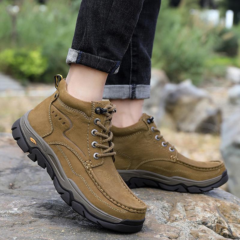 Genuine Leather Men Shoes Sneakers Waterproof Outdoor Men Boots Winter Men Hiking Boots