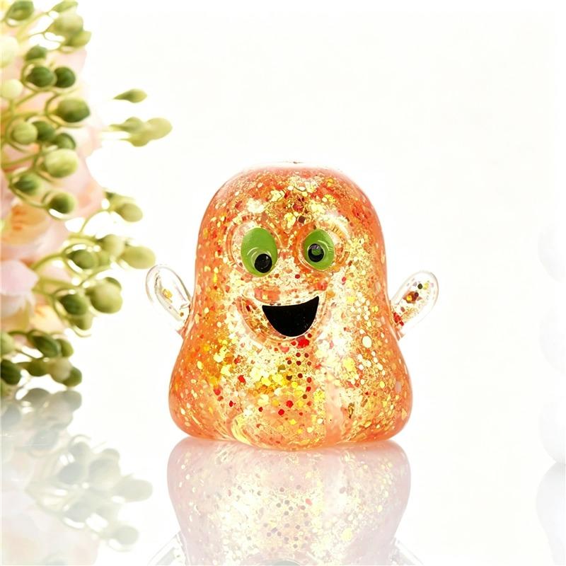 Klarer Glitzer Halloween Fidget Squishy Spielzeug Geist Kürbis Form Langsames Aufsteigen Quetschen Stressabbau Sensorisches Spielzeug für Autismus ADHS