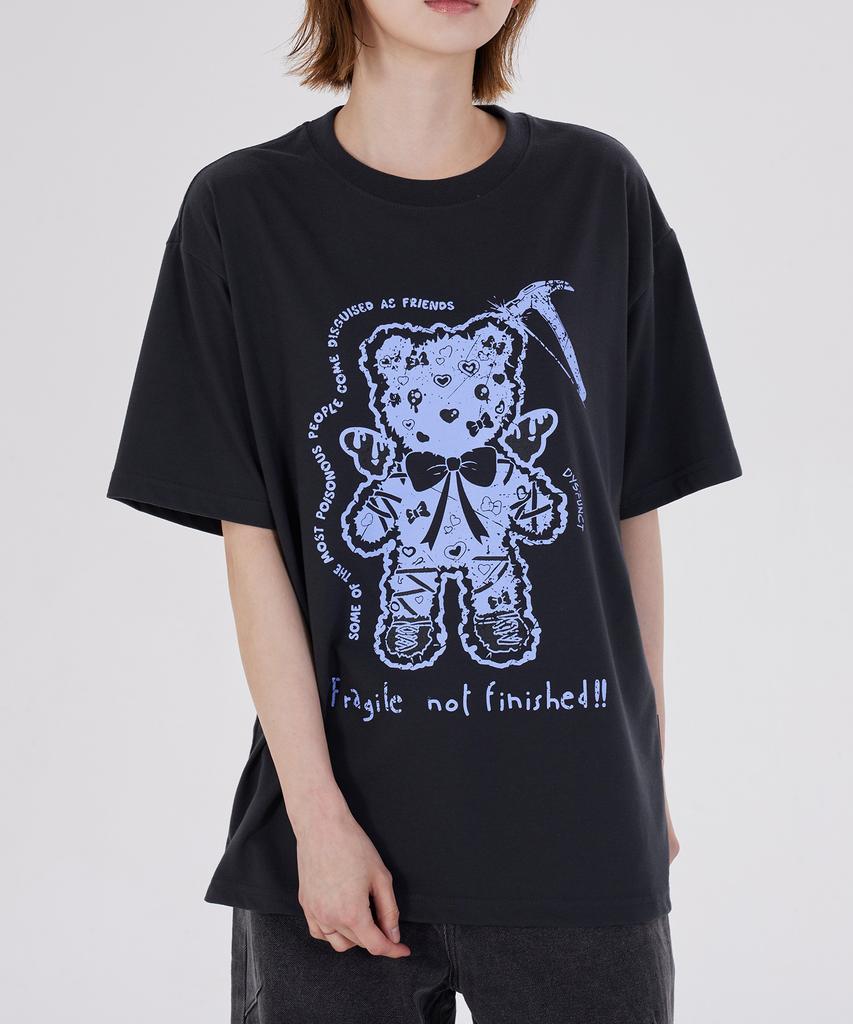 DYSFUNCT Angel Hammer Bear T-Shirt(Charcoal)