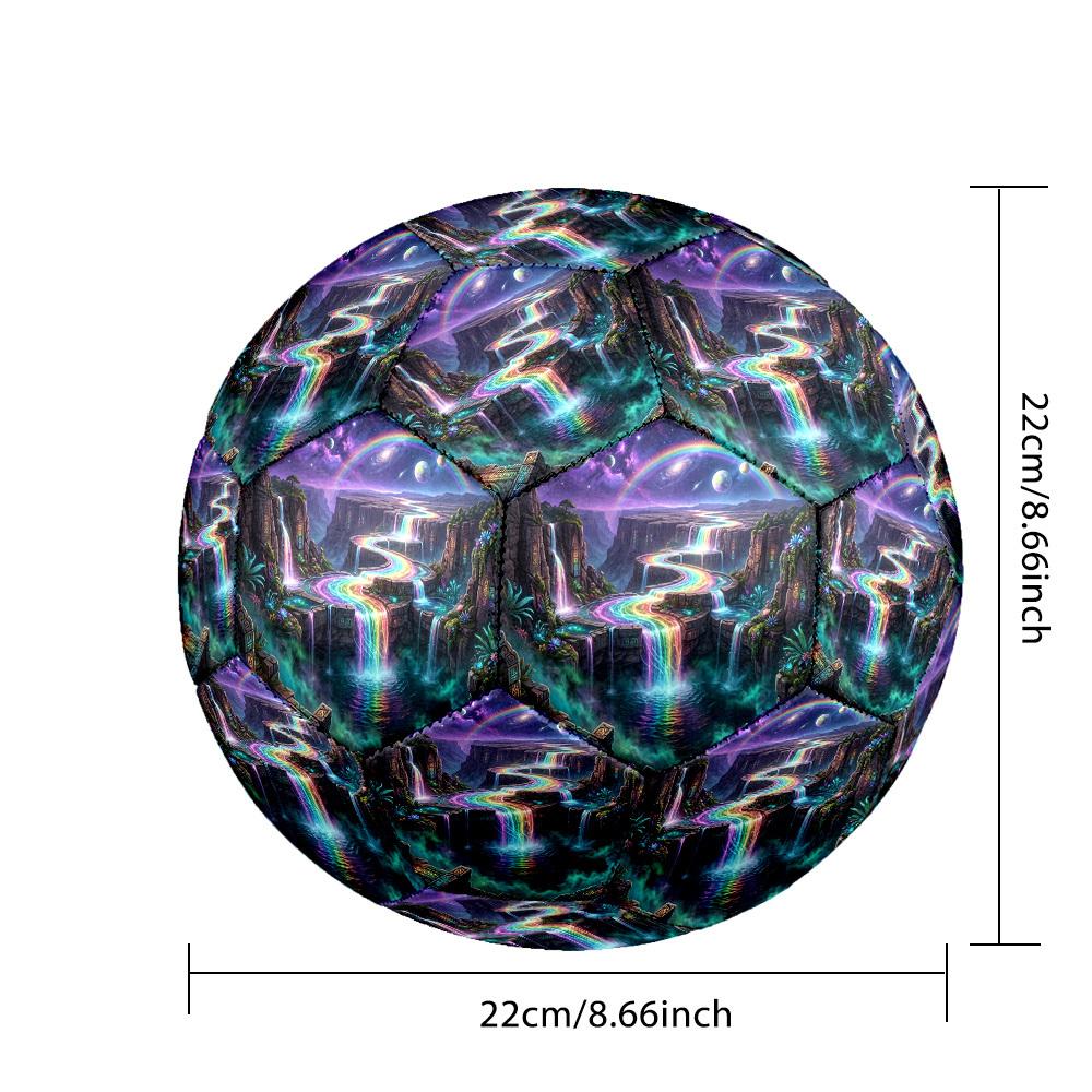 1pc Rainbow Waterfall Fantasy Theme Soccer Ball Football, Size 5, Lightweight PVC, Durable Outdoor Training Soccer Ball, Gift M6145