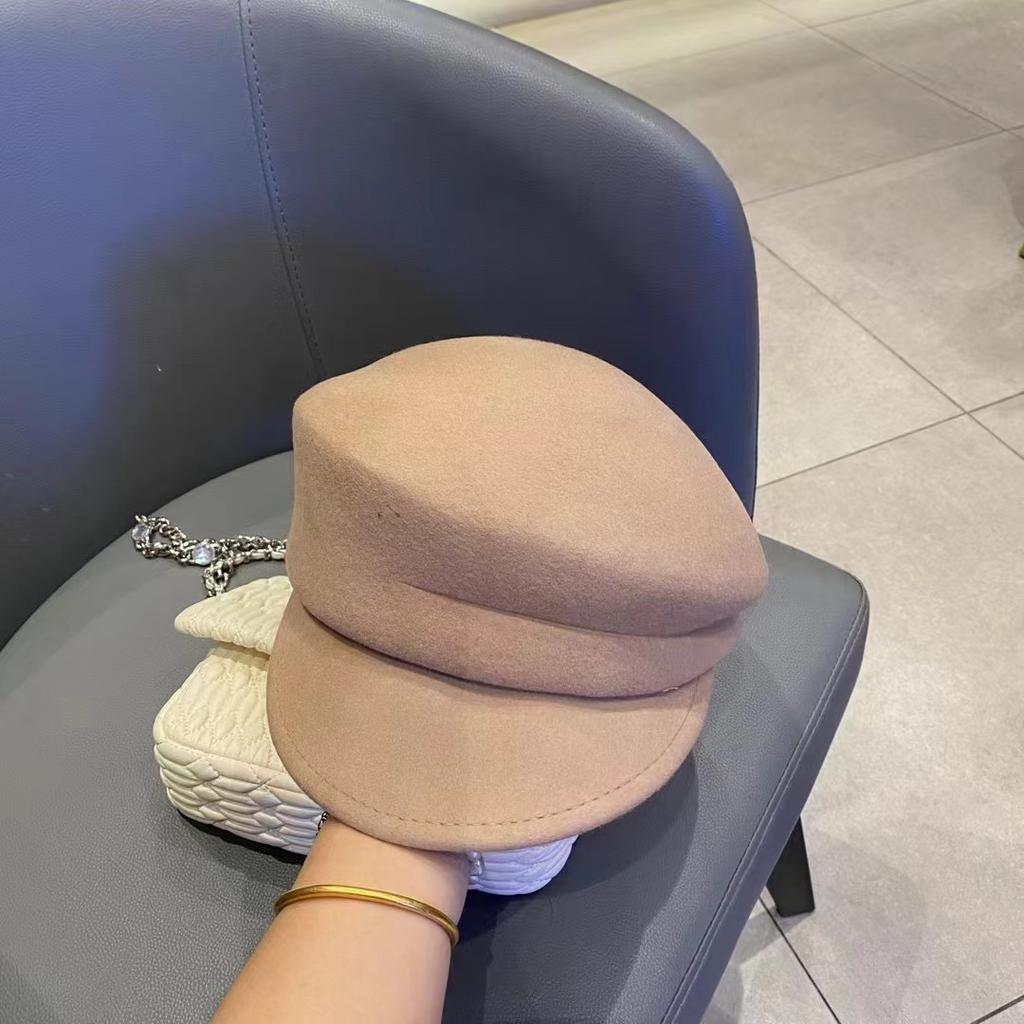 Japanese Pure Wool Newspaper Girl's Autumn and Winter Baseball Cap Showing Face Small Beret Top Hat