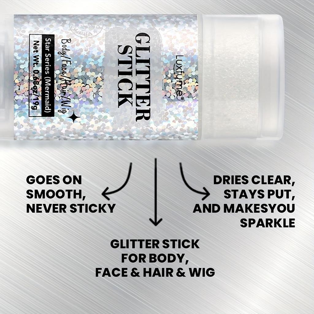 Silver Glitter Stick, Christmas Party& Rave Makeup, Long-Lasting, Easy To Remove, Perfect for Face& Hair& Body-16g
