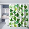 Elegant Green and White Clover Pattern Waterproof Shower Curtain – Perfect for Bringing a Fresh and Natural Touch to