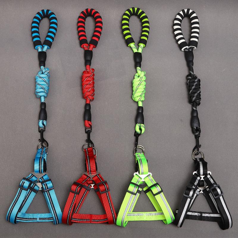 

Pipitao s new medium and large dog dog dog leash EVA reflective silk nylon chest and back leash 1.5cm (suitable for within 7.5kg)
