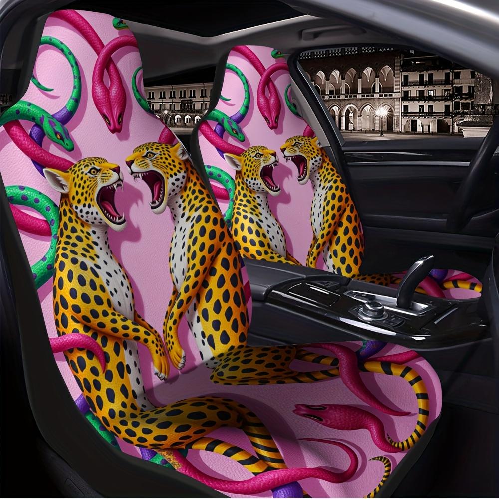 2 Stück, Moderne Leoparden-Schlangen-Surreal-Abstrakte Druck Auto-Sitzbezüge, Bequem Und Langlebig, Universelle Passform Für Die Meisten Fahrzeuge, Gre