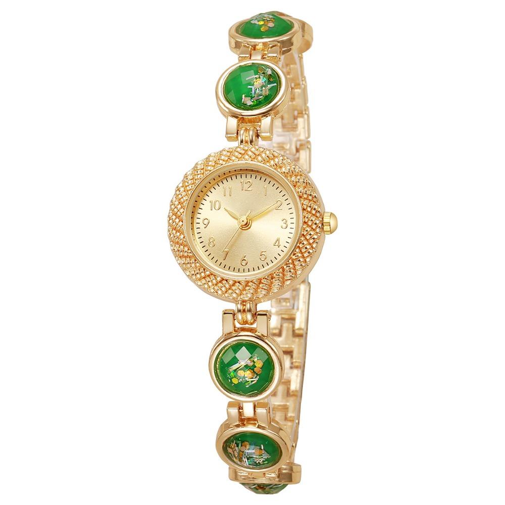 Gold Rhinestone-Inlaid Ladies Quartz Watch Elegant Quartz Watch  Festive Occasion зелёный