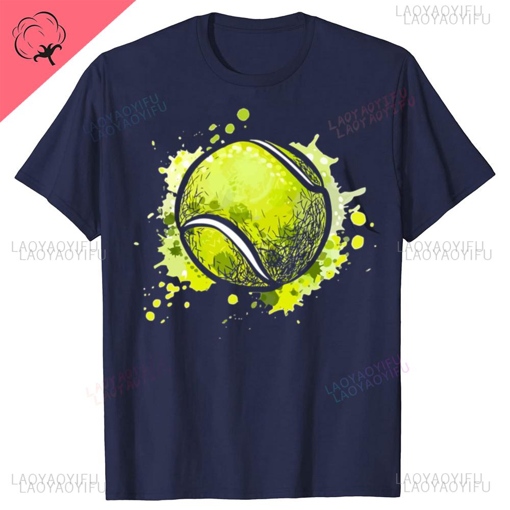 Funny Tennis Ball Graphic T Shirts Men Women Cotton Humor Streetwear Tee Unisex Tennis Player Loose Clothing Oneck Sweatshirt
