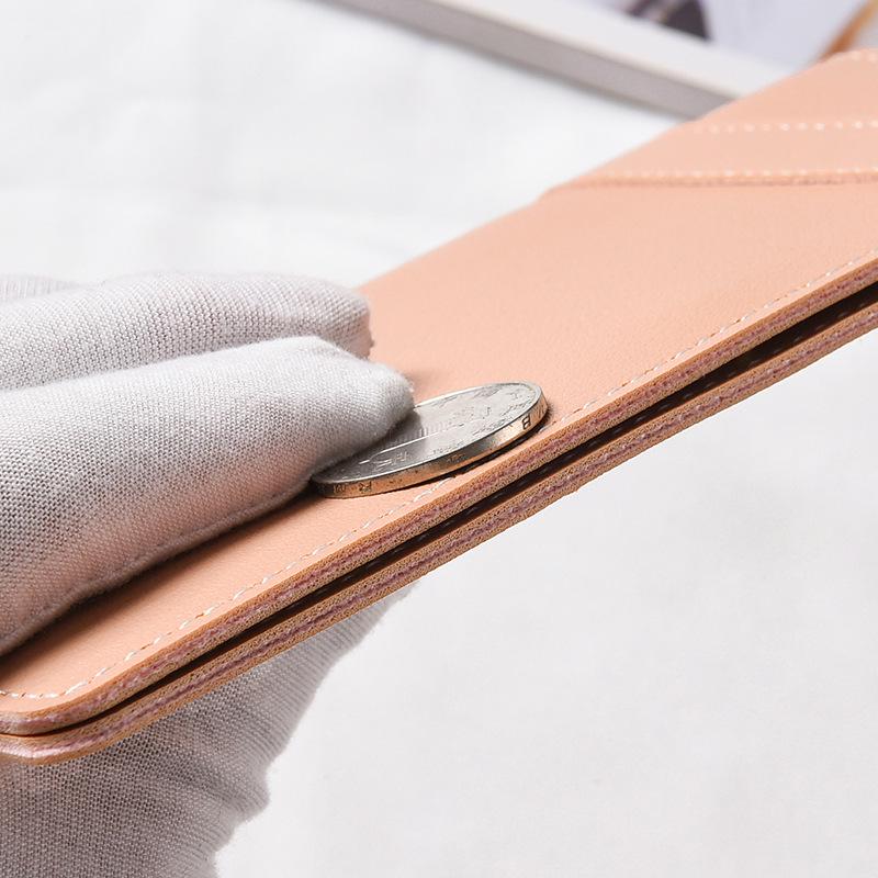 Stylish Ultra-thin Women's Leather Wallet with Buckle, Multiple Card Slots, Coin Purse, and Patchwork Design