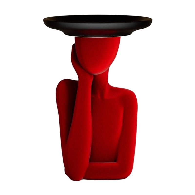 

Компактное решение для хранения в прихожей Декоративная статуэтка леди из смолы Поднос для украшений Организатор для ключей, монет, мелочей красный