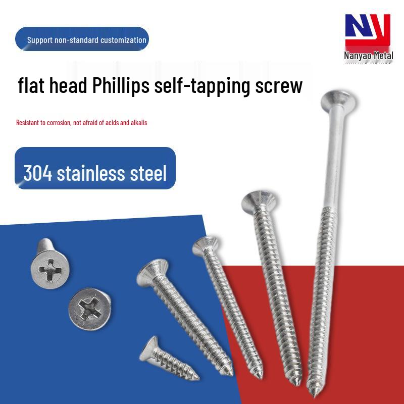 Extended Phillips Head Flat Stainless Steel Self-Tapping Screws for Switch Socket Panels