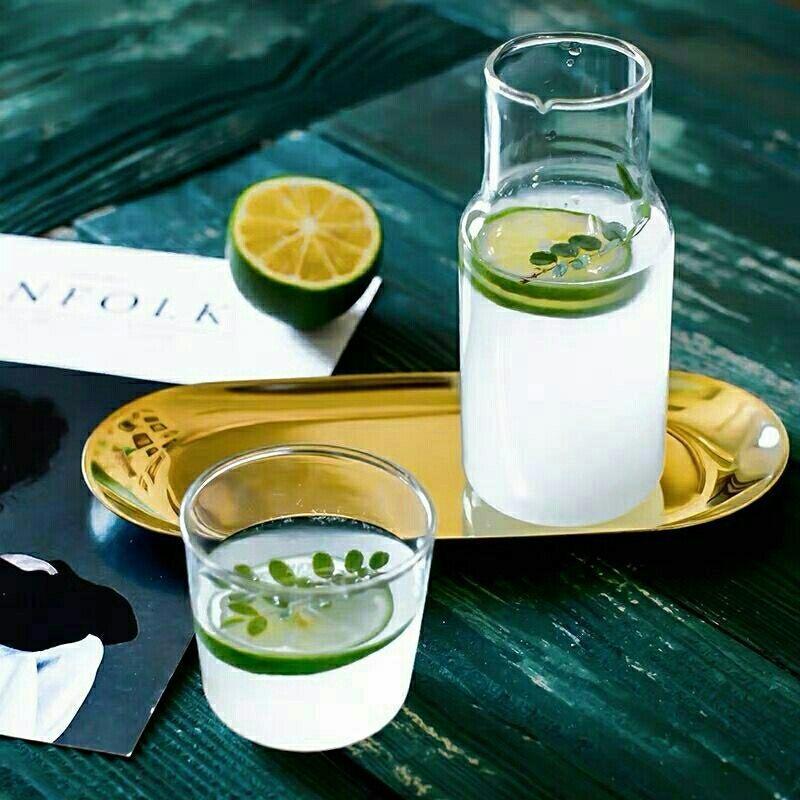 Nordic Transparent Glass Water Bottle with Cups – Heat-Resistant Juice Pitcher Set for Home or Office