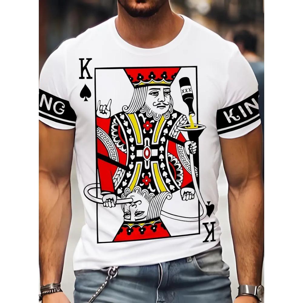 Summer Casual 3D Poker A-pattern Retro Printed Men's T-shirts Short Sleeves O-collar Oversized T-shirt Casual Fashion Sports Top
