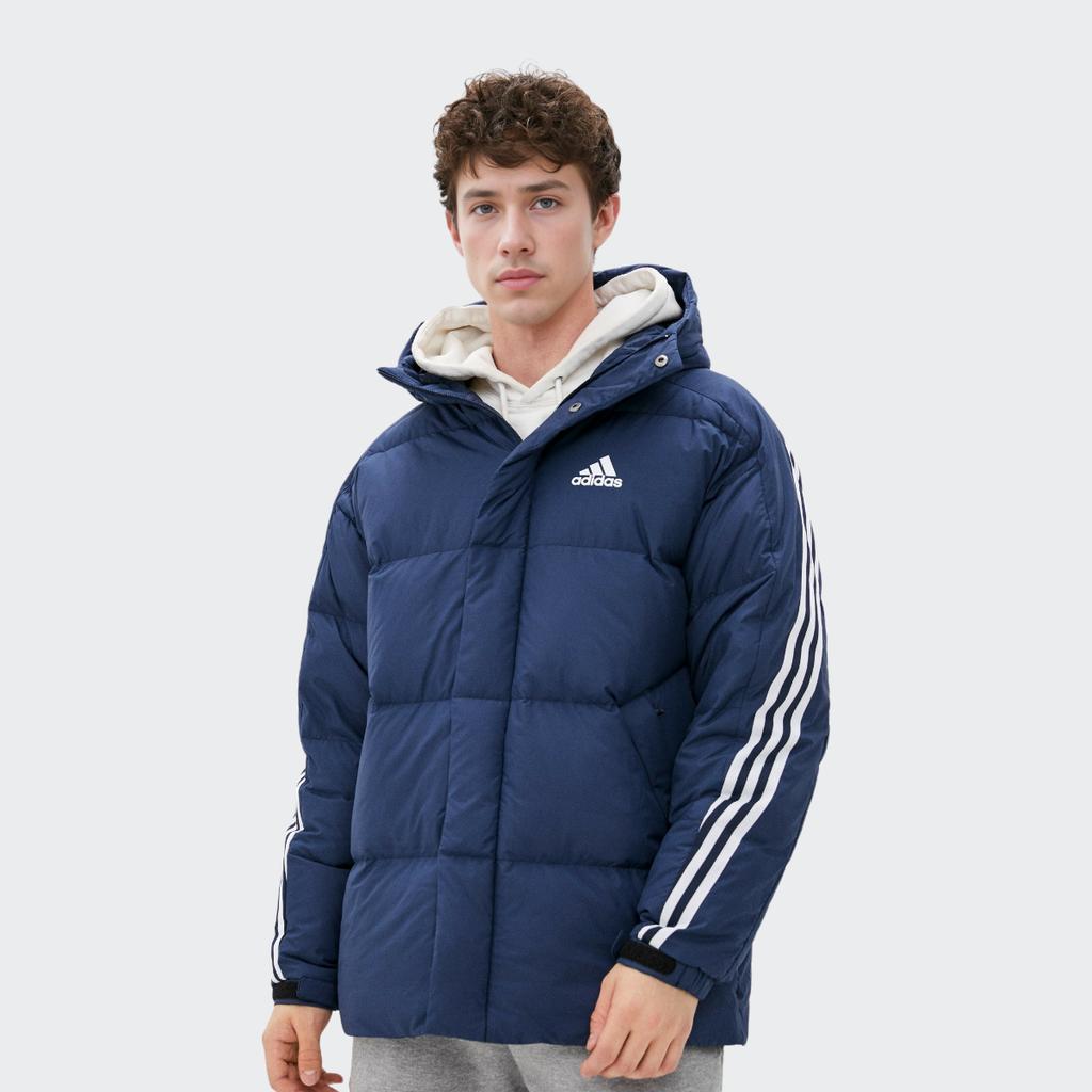 Adidas Puffy Down Jacket With Hood Men Outerwear Blue H20756