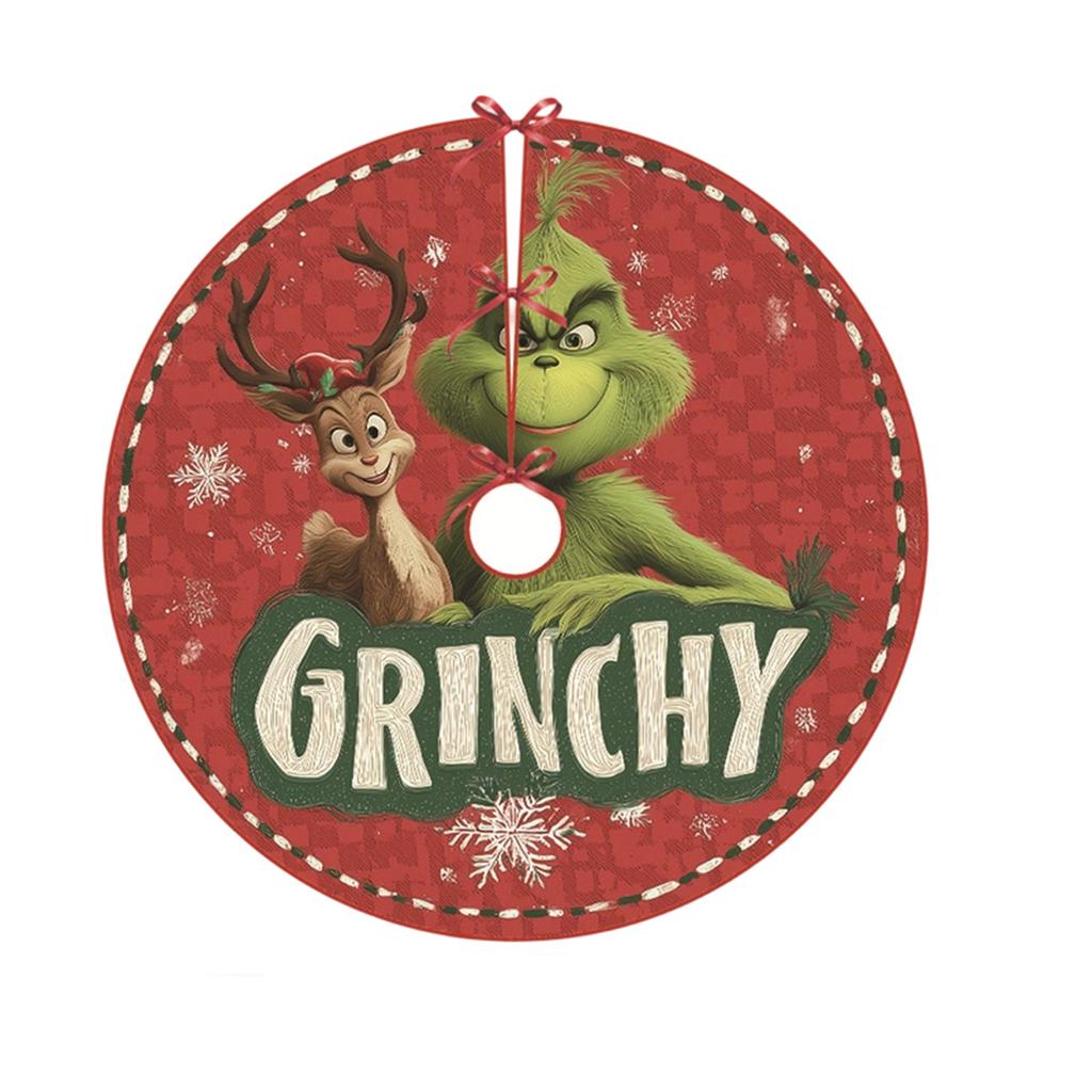 Christmas Tree Skirt New Greentown Cartoon Tree Skirt 90CM Digital Printing Christmas Creative Decoration Tree Fence