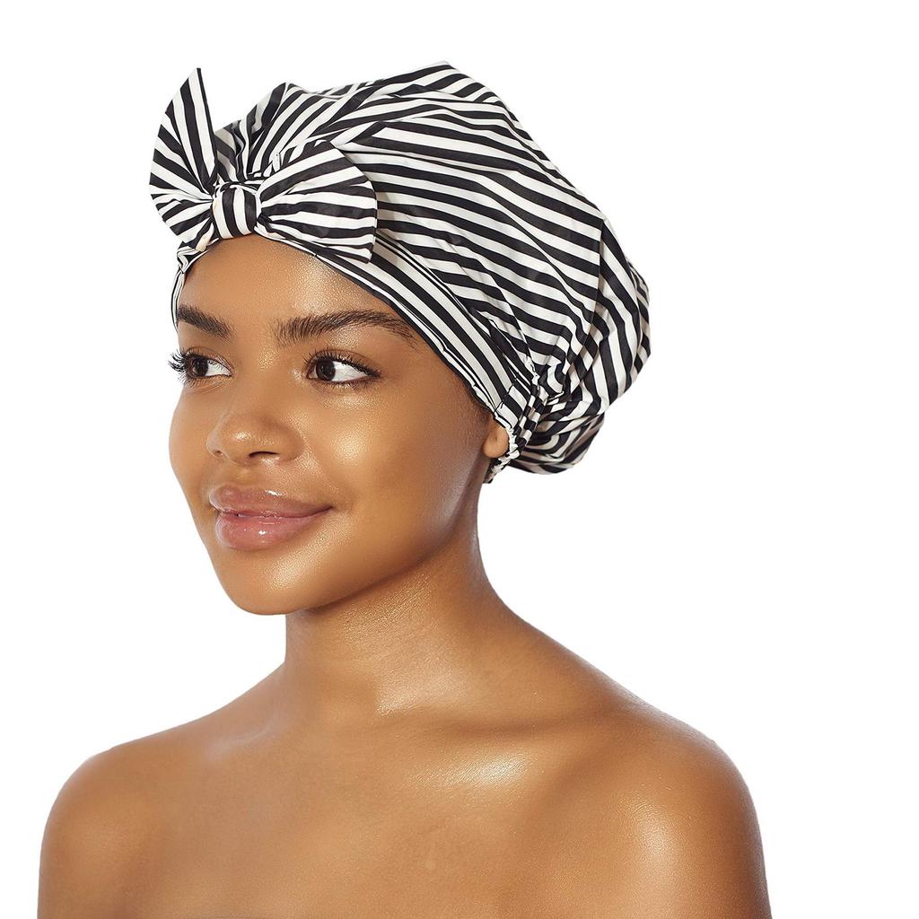 Shower Cap Nylon Waterproof Colorful Pattern for Long Short Curly Hair Hair Protection During Showers
