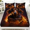 3pcs Fitted Sheet Set Animal Wolf Eagle Lion Dog Print 100% Polyester Breathable Bedding Set for Home Decor with 2 Pillowcases