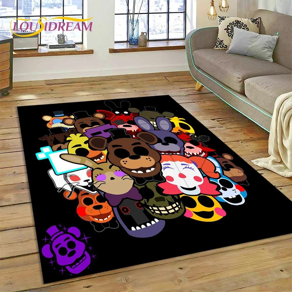 3D Hororová hra FNAF-F Freddy Koberec pro Obývací pokoj Ložnici Domácí Dekorace na Pohovku, Koberec do Dětského Herního Koutku Protiskluzová Podložka Dárek