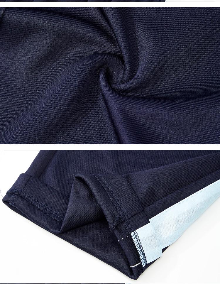 Unisex Dark Blue Striped Summer School Uniform Trousers for Students, Loose Straight-Leg Style