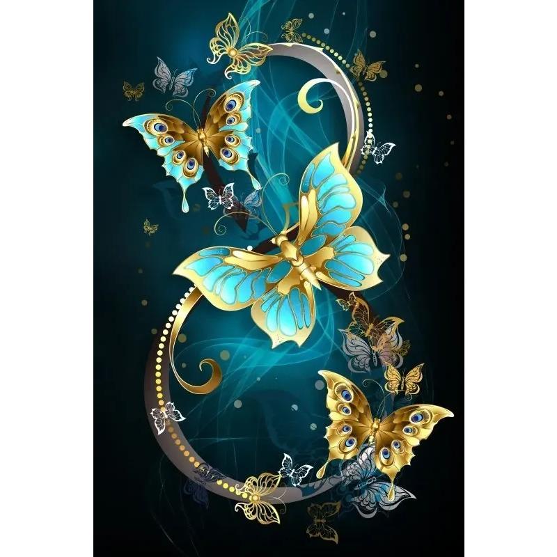 Gold Blue Butterfly Canvas Paintings Black Wall Art Prints Luxury Living Room Decorative Posters For Living Room Wall Decor Art