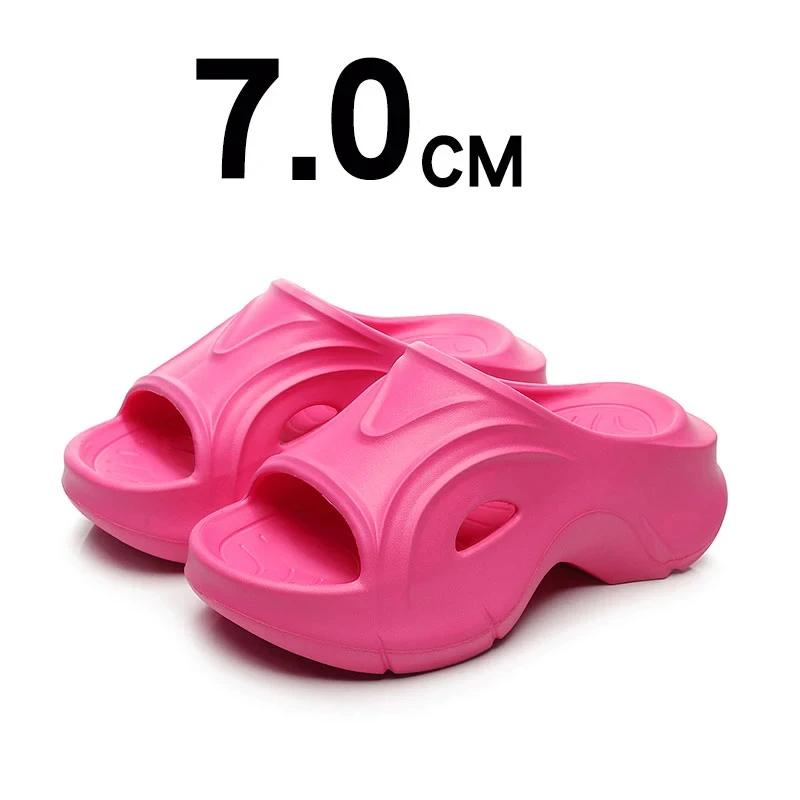 

Fashion Crestar New Women Thick Bottom Sandals 7cm High Heels Slippers Fashion Summer Platform Beach Shoes Indoor House Slides 35-36