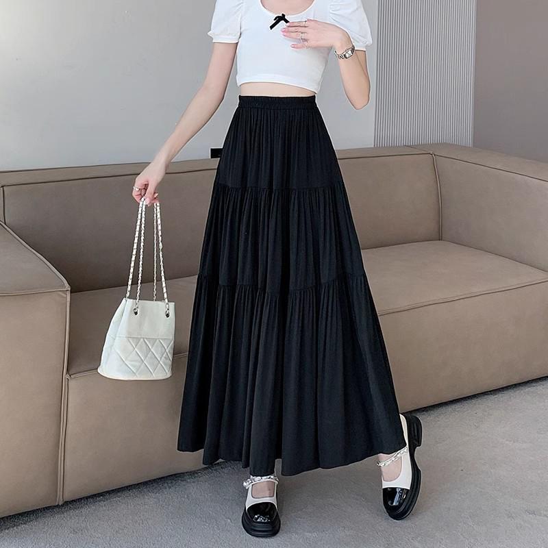 Women's 2025 High-Waist A-Line White Long Skirt - Summer's New Elegant and Slimming Design for Pear-Shaped Figures