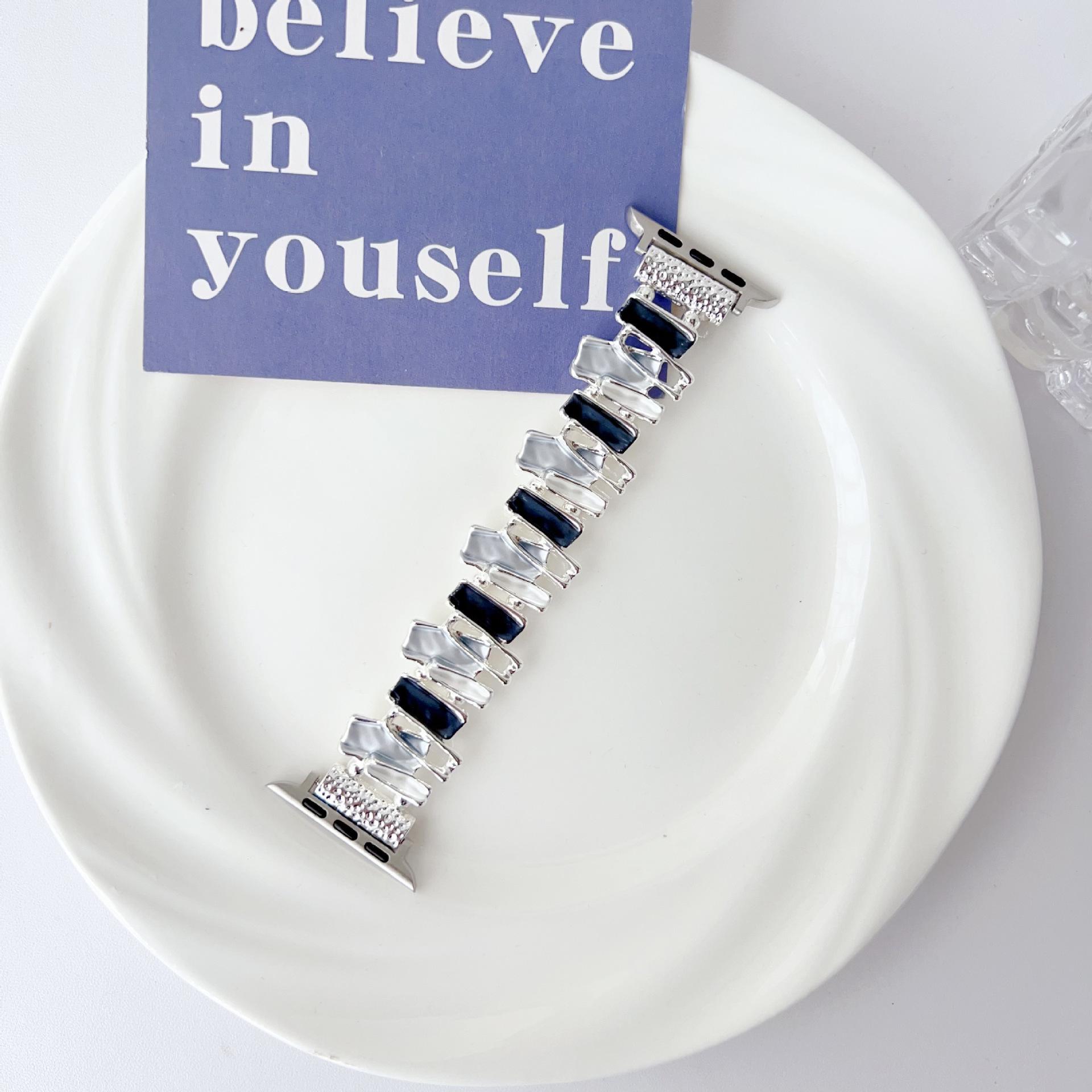 

Дофаминовый ремешок для Apple Watch 9 8 7 6 5 4 SE UItra 2 Геометрический женский металлический эластичный браслет для iWatch 42 мм 40 38 41 49 45 44 мм 38mm 40mm 41mm