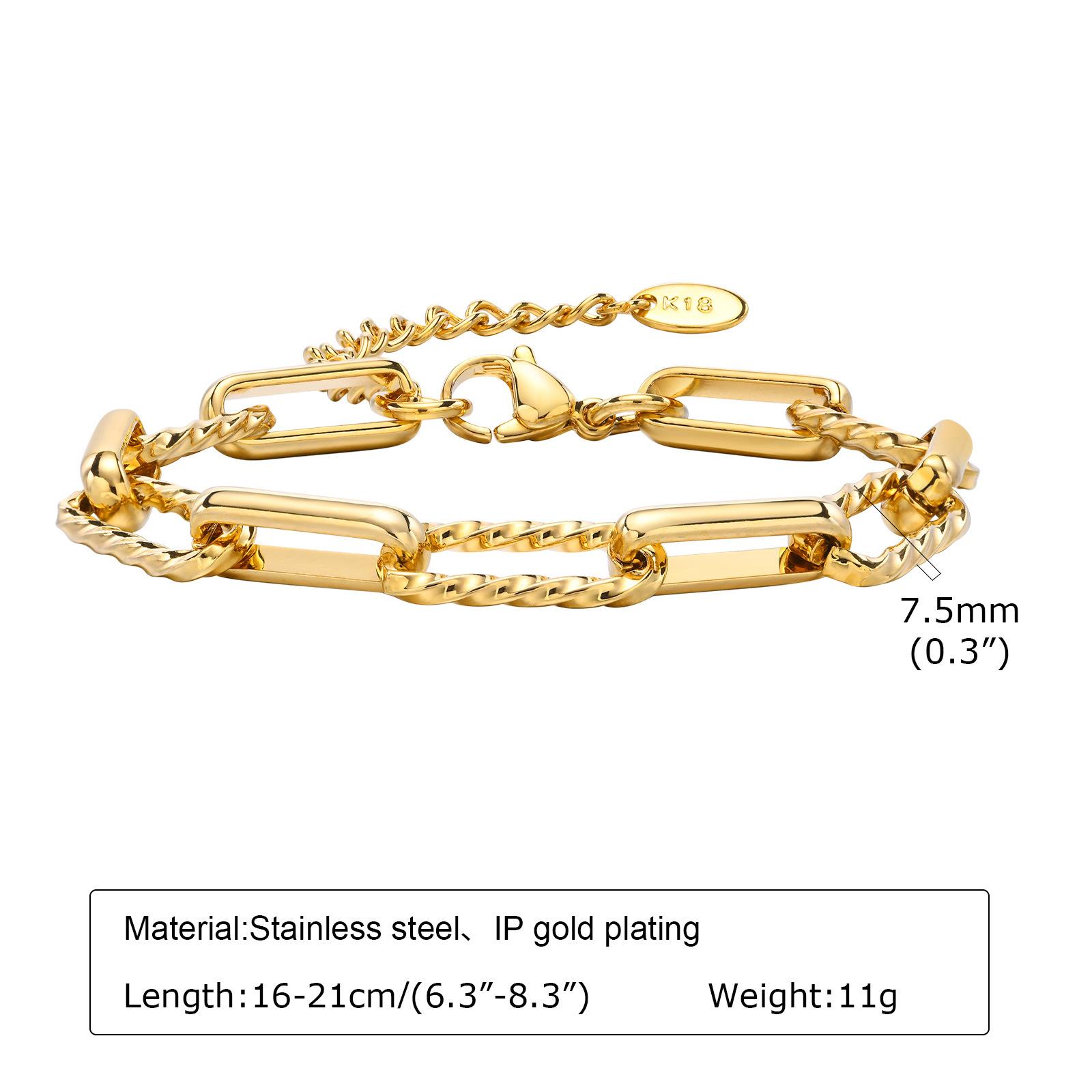 Ladies Stainless Steel Embossed Thick Chain Gold Bracelet 2290