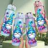 1PC Three Gnome Cute Christmas Cartoon 750ml Color Plastic Sports Water Bottle Leakproof Flip Straw Lid Suitable for Sports Office Home Use