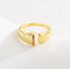Fashionable Colorful Zircon Alphabet Adjustable Retro Ring