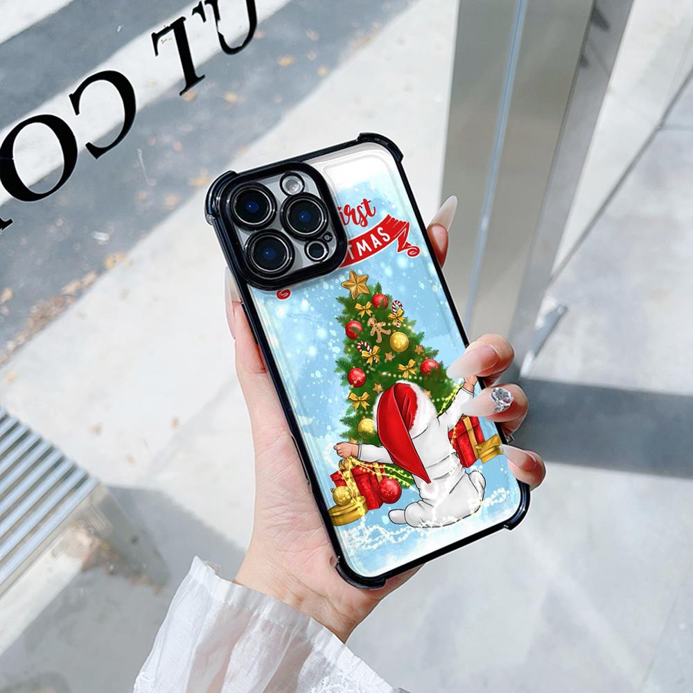 Ae108 Happy New Year Merry Christmas Electroplated TPU Phone Cases for Xiaomi 11 Lite Redmi Note 13 Pro 12C 9S 14C Huawei Four Corner Protection Cover