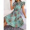 Spring and Summer Temperament Flower Tie Waist Large Swing Pleated Skirt Ladies Fashion Dress Loose Medium Long Skirt