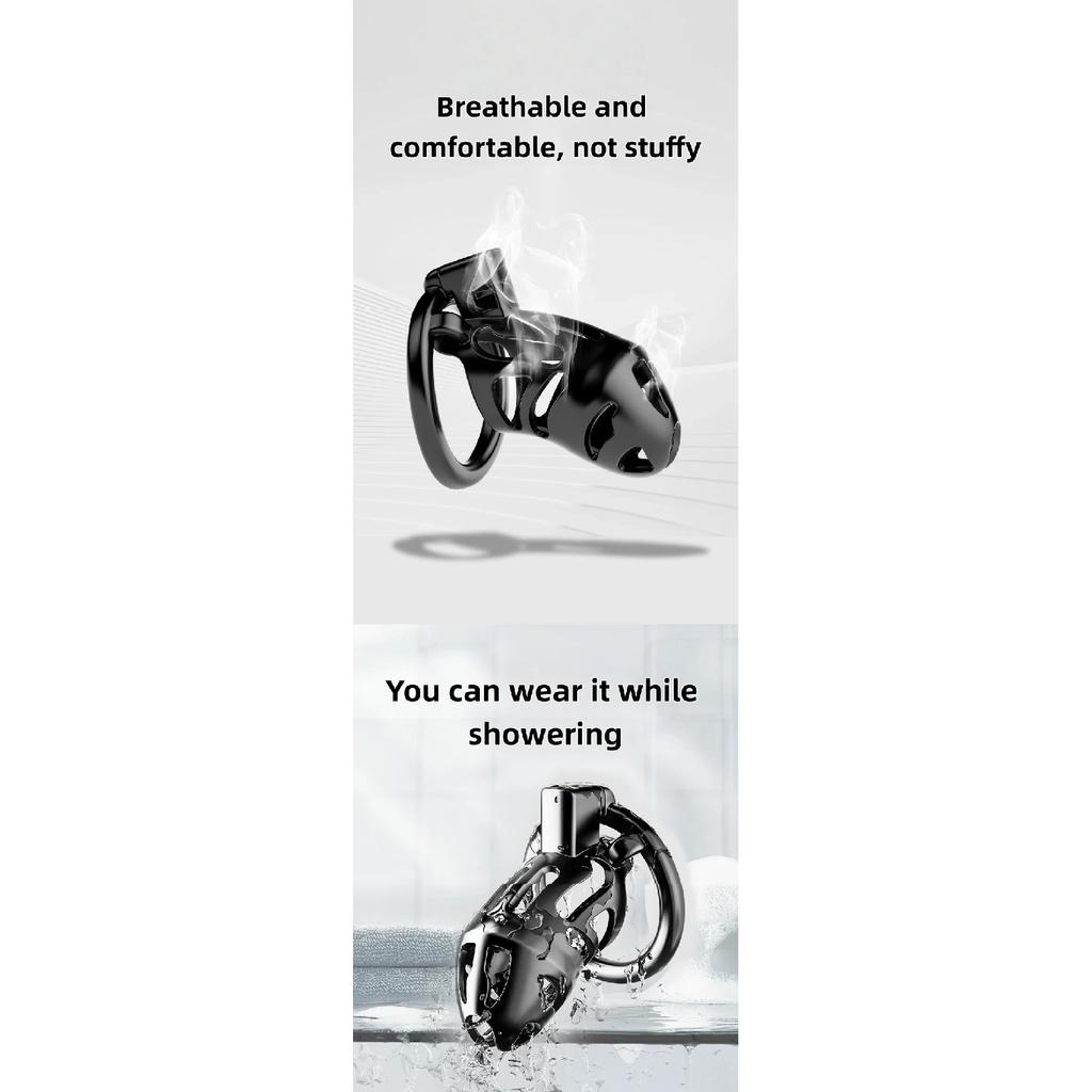 Male Penis Lock Chastity Cage Replace Rings Resin Testicle Lock Adjustable Breathable Cock Cage BDSM Sex Toy for Couples Men