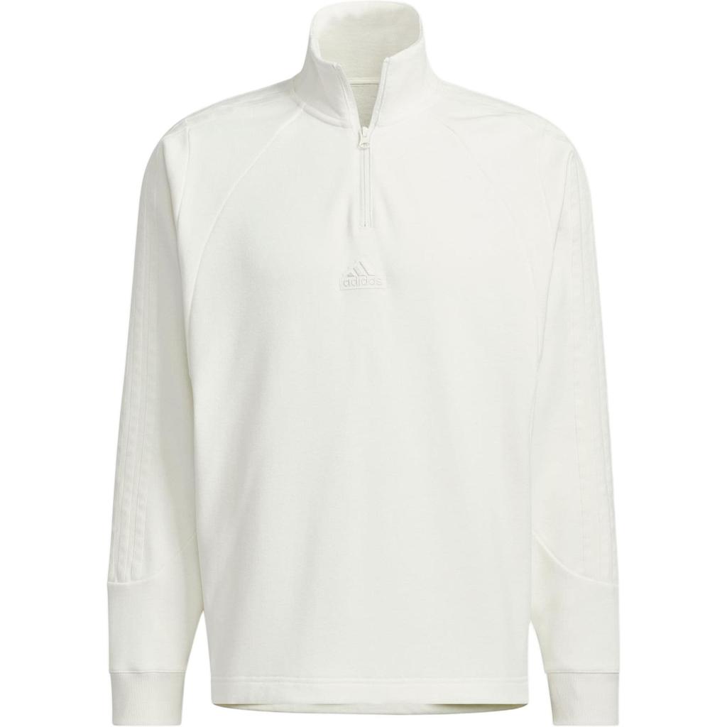 adidas FW24 Half-Zip Logo Pullover Unisex Casual Sweatshirt Han Jade White JI6634