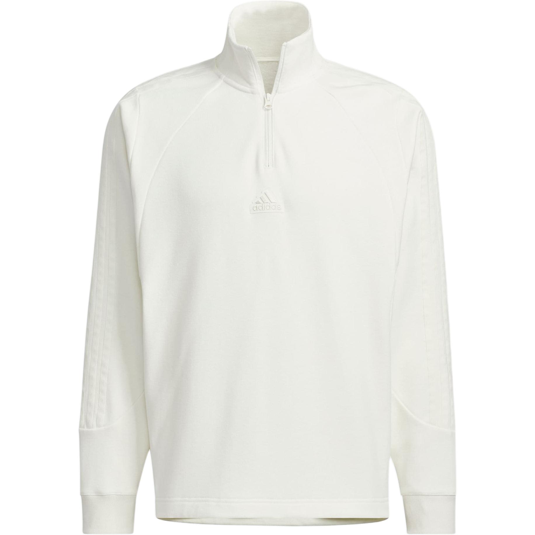 adidas Unisex Off-White Half-Zip Stand Collar Casual Sweatshirt JI6634 2XL