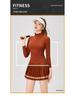 Women's Slim Fit College Style Tennis Set: Long Sleeve Top & Striped Pleated Skirt