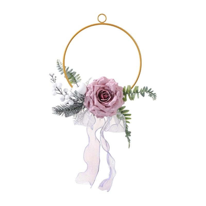 

Artificial Rose Floral Deck Countrified Metal Frame Wreath Perfect For Weddings Seasonal Displays