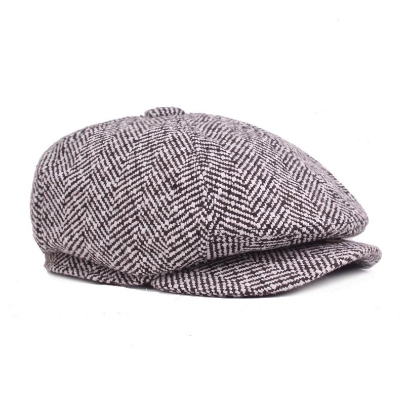 Bavlněný baret Pánská malířská čepice Newsboy čepice Klobouk Rybí kost Osmihranný klobouk