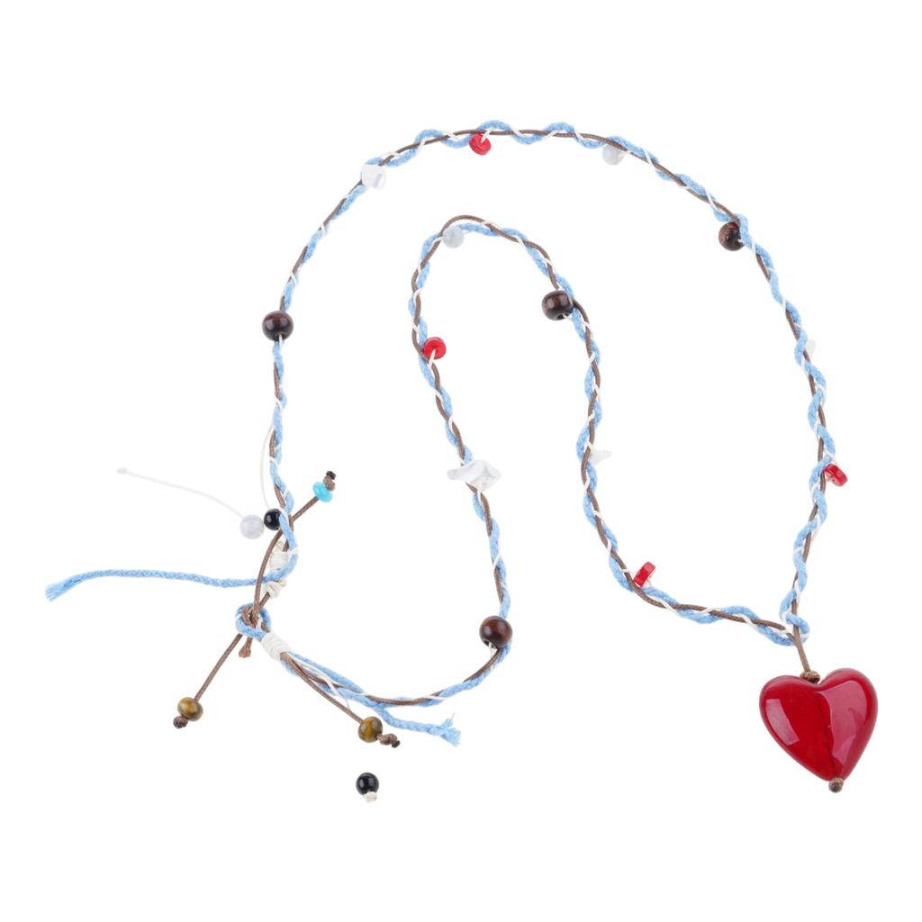 Stylish Versatile Sweater Chain Heart Shaped Pendant Necklace Featuring Adjustable Cord Red Resin Women Fashion