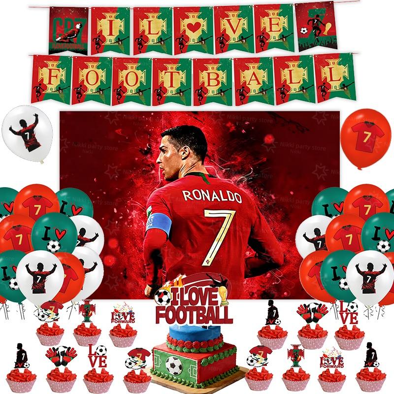 New CR7 Birthday Decoration Soccer Superstar Party Supplies Football Party Favors Tablecloth Plate Paper Cup Backdrop