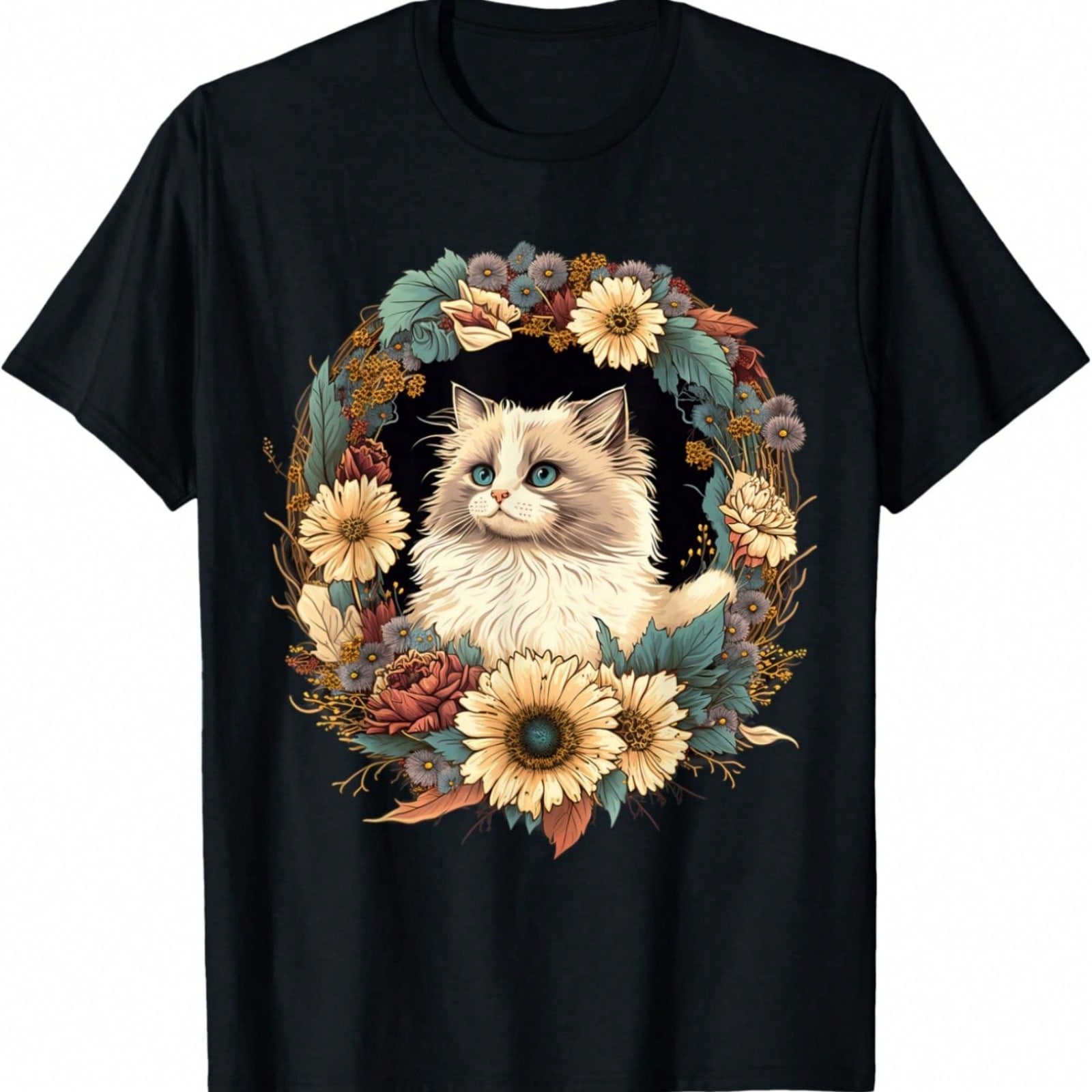 Sunflower Cat Mom Mother - Birman Cat T-Shirt S разноцветный