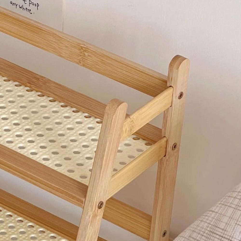 Antik Rattan Creme Doppelter Desktop-Regal Dormitorium Schlafzimmer Büro Küche Tassenhalter Organizer