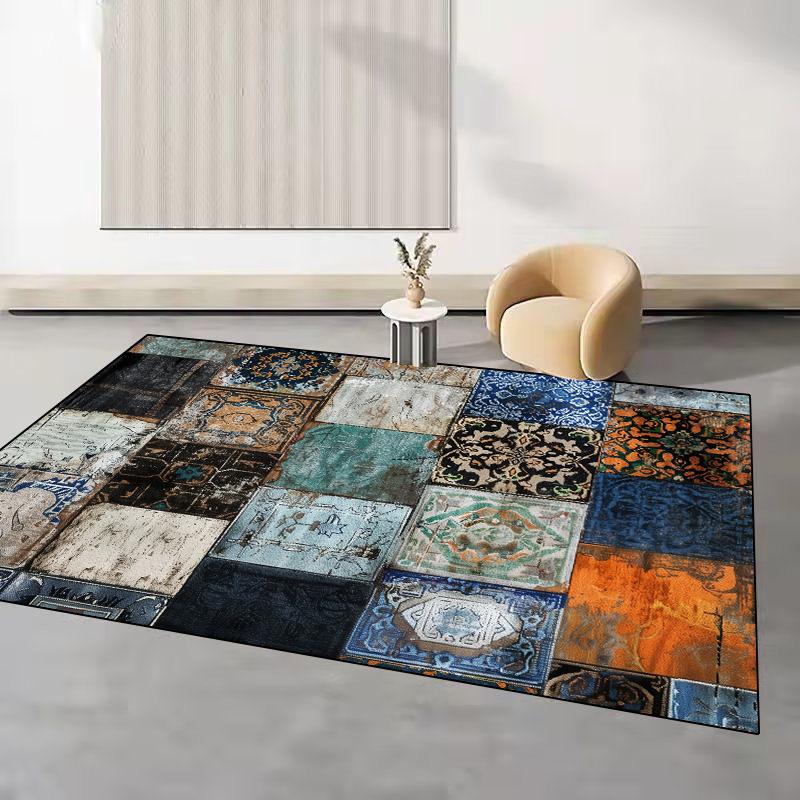 Retro Abstract Style Carpet Living Room Decoration Light Luxury Easy Clean Non-slip Sofa Side Rugs for Bedroom Floor Mat Tapete