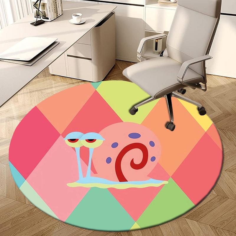 1pc Colorful Snail Illustration Round Carpet, Made of Polyester,Perfect for Decorating Office Chairs, Living Rooms,fplt187