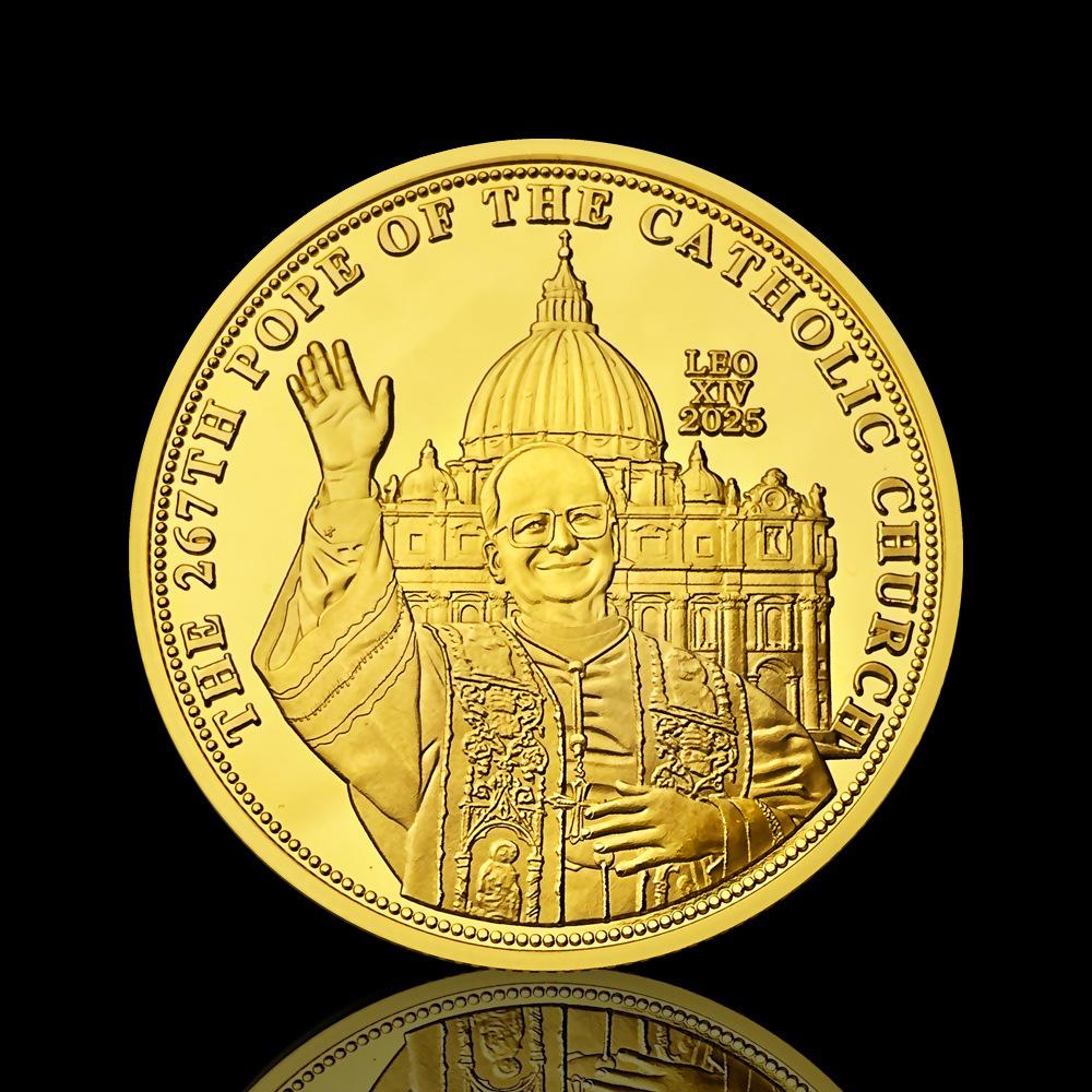 267-й Папа Римский, Папа Лев XIV, францисканские памятные монеты, монеты, креативные памятные медали, 2025 золотой