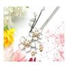 Miaomyao Hairpin Kanzashi Single Prong Hair Stick for Japanese Kimono, Metal Antique Cubic Zirconia, Couple Double Flower, Cherry Blossom, Petals,